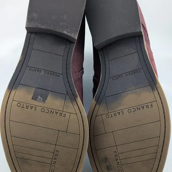 Franco Sarto "Kane" burgundy nubuck side zip ankle boots | Size 7.5 (EU 37.5) - Picture 6 of 8